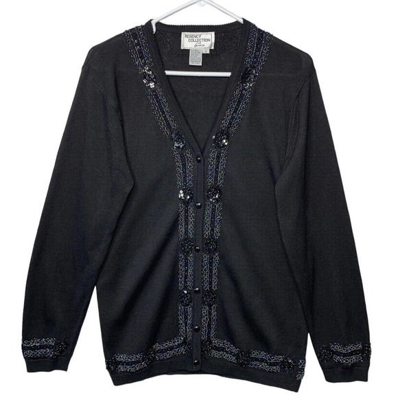 Regency Collection for Joyce Sequin Beaded Party Sweater Womens Small VTG 80s - Picture 1 of 12